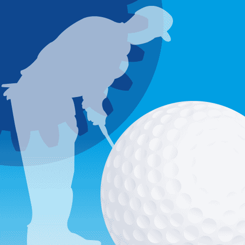 Golfer and golf ball graphic