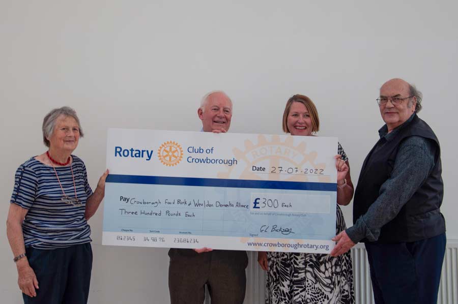 Cheque being presented to local charties